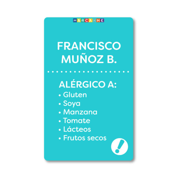 Tarjeta Id Grande Alergias