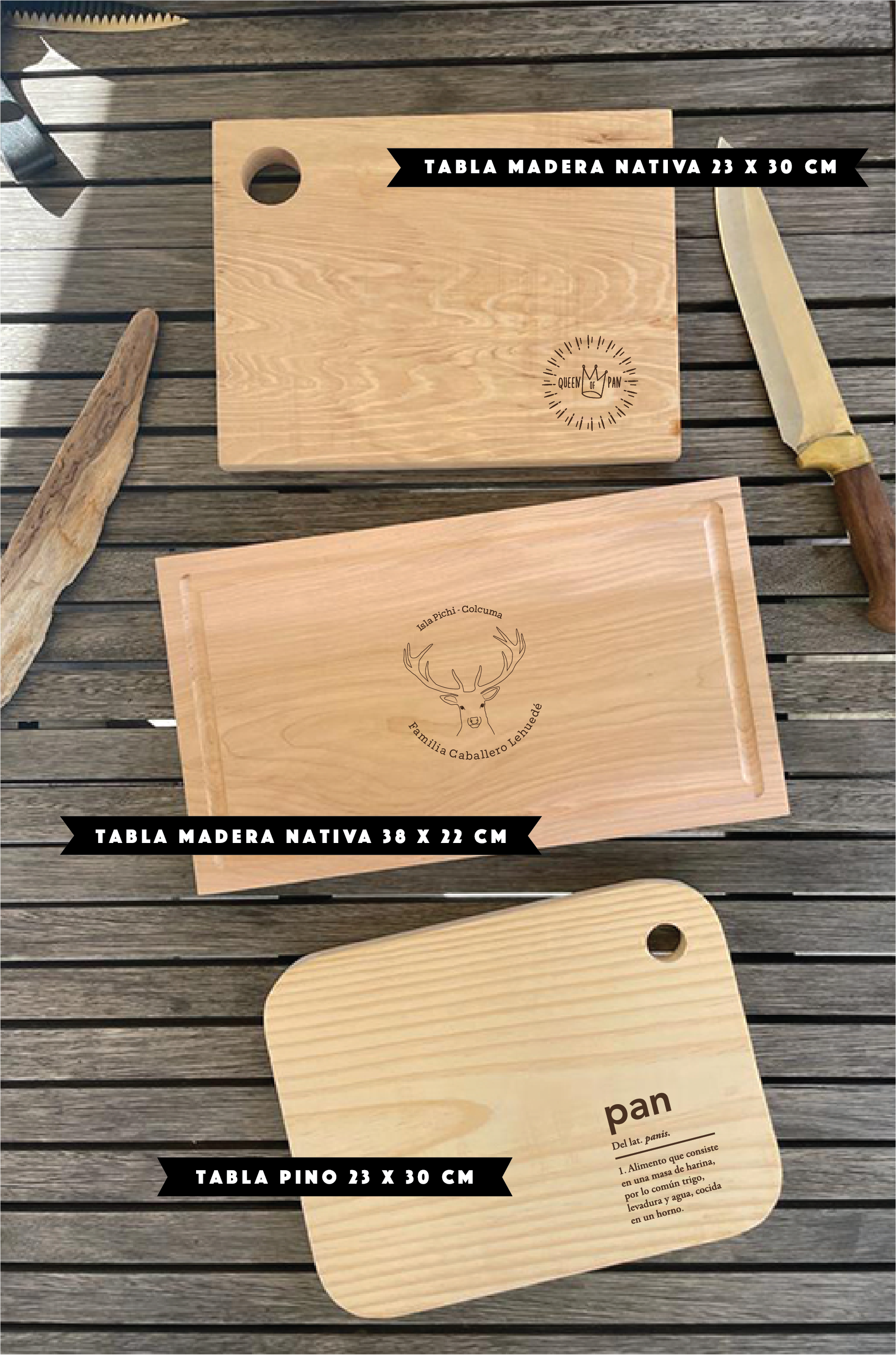 Tabla de madera de pino para cortar pan